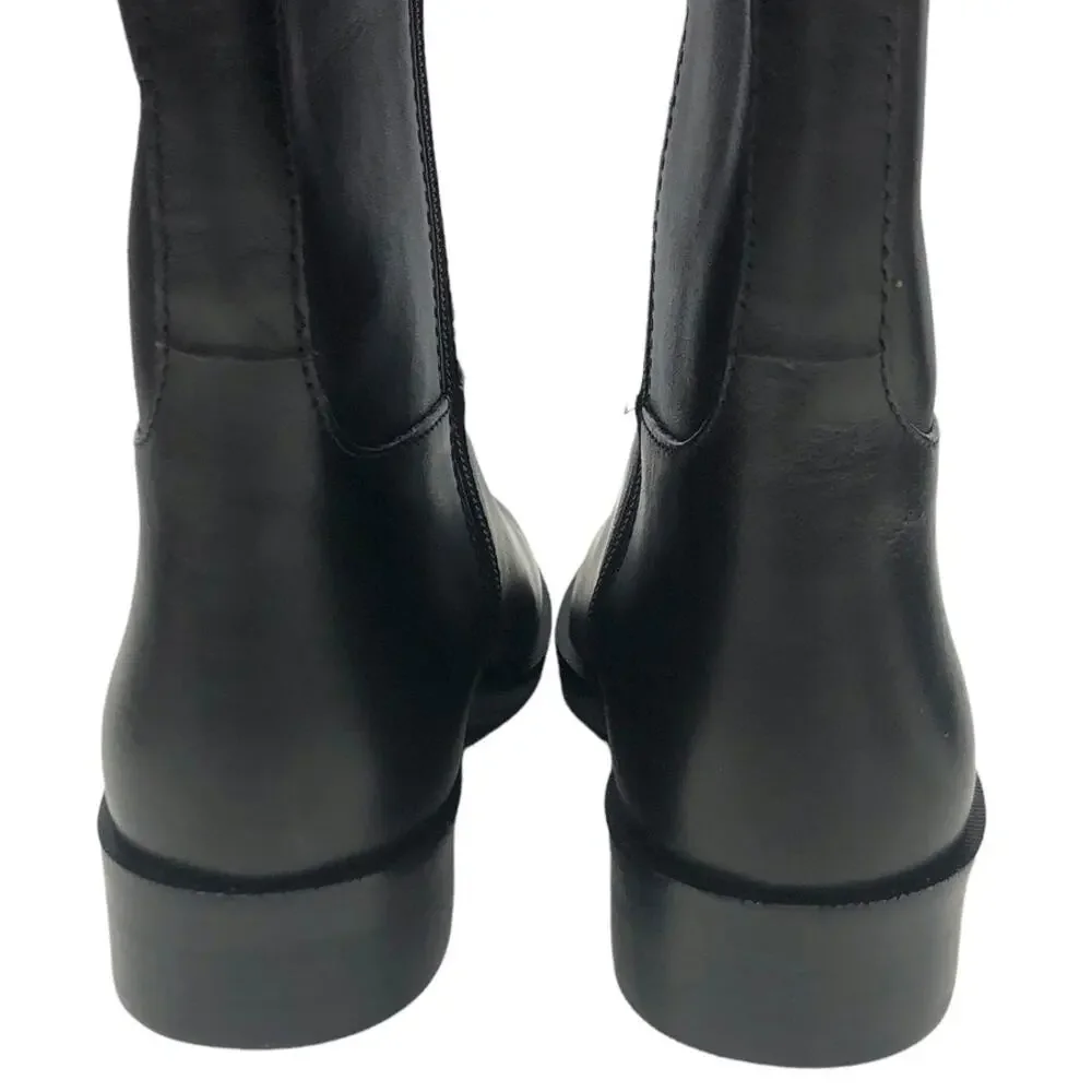 TORY BURCH T HARDWARE TALL RIDING BOOTS BOOT BLACK LEATHER 6.5